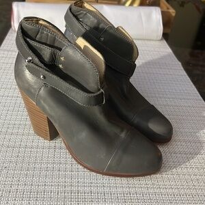 Rag & Bone Harrow Grey Gray Leather Bootie Boot Shoe 35